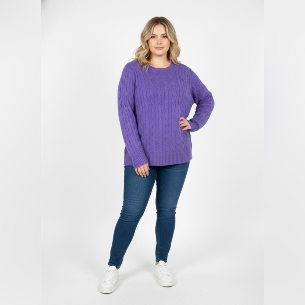 Polo Ralph Lauren Women’s Purple 100% Cashmere Cable Knit Sweater Sz XL